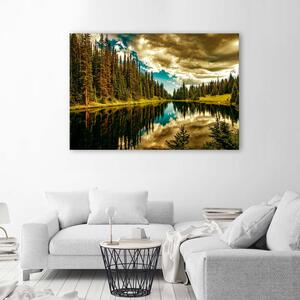 Obraz na plátne Les pri horskom jazere Rozmery: 60 x 40 cm