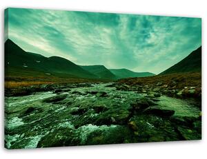 Obraz na plátne Rútiaca sa rieka v zelenej farbe Rozmery: 60 x 40 cm