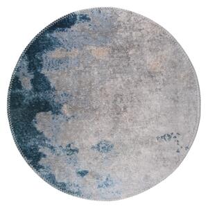 Modrý/sivý umývateľný okrúhly koberec ø 100 cm – Vitaus