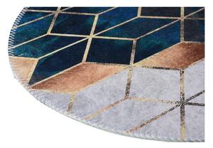 Umývateľný okrúhly koberec v bielo-petrolejovej farbe ø 80 cm – Vitaus