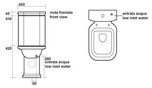 Kerasan WALDORF WC kombi misa 40x68cm, spodný/zadný odpad, čierna mat