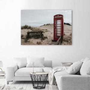 Obraz na plátne Telefónna búdka na pláži Rozmery: 60 x 40 cm