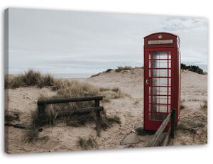 Obraz na plátne Telefónna búdka na pláži Rozmery: 60 x 40 cm