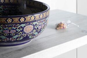 Sapho, PRIORI keramické umývadlo, priemer 41 cm, 15 cm, fialová s ornamentami, PI022