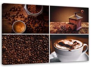 Gario Obraz Kávové zrná, mlynček a káva Veľkosť: 100 x 70 cm, Prevedenie: Obraz na plátne