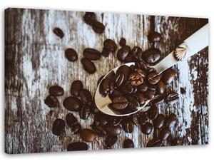 Gario Obraz Kávové zrná na lyžičke Veľkosť: 100 x 70 cm, Prevedenie: Obraz na plátne