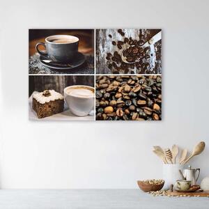 Obraz na plátne Kávové zrná a koláč Rozmery: 60 x 40 cm