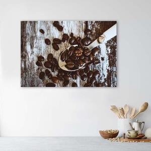 Gario Obraz Kávové zrná na lyžičke Veľkosť: 100 x 70 cm, Prevedenie: Panelový obraz