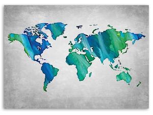 Obraz na plátne Modrá a zelená mapa sveta Rozmery: 60 x 40 cm