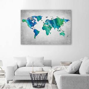 Obraz na plátne Modrá a zelená mapa sveta Rozmery: 60 x 40 cm