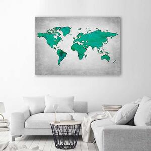 Obraz na plátne Zelená mapa sveta na betóne Rozmery: 60 x 40 cm