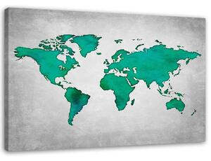 Obraz na plátne Zelená mapa sveta na betóne Rozmery: 60 x 40 cm