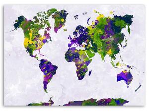 Obraz na plátne Maľovaná mapa sveta Rozmery: 60 x 40 cm