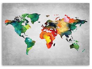 Obraz na plátne Farebná mapa sveta na betóne Rozmery: 60 x 40 cm