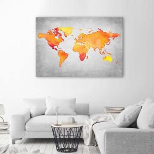 Obraz na plátne Oranžová mapa sveta Rozmery: 60 x 40 cm