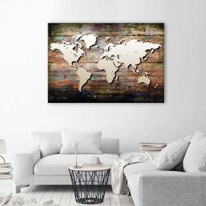 Obraz na plátne Mapa sveta na starých doskách Rozmery: 60 x 40 cm