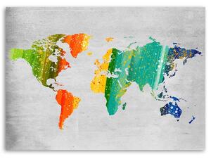 Obraz na plátne Farebná mapa sveta Rozmery: 60 x 40 cm