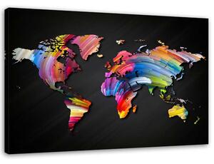 Obraz na plátne Mapa sveta s rôznymi farbami Rozmery: 60 x 40 cm