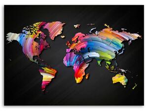 Obraz na plátne Mapa sveta s rôznymi farbami Rozmery: 60 x 40 cm