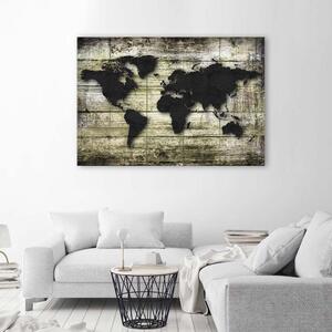Obraz na plátne Čierna mapa sveta na doskách Rozmery: 60 x 40 cm