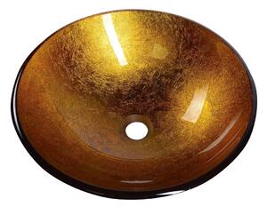 Sapho AGO sklenené umývadlo na dosku Ø 42 cm, zlato oranžová
