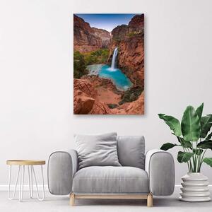Obraz na plátne Modrý vodopád medzi skalami Rozmery: 40 x 60 cm