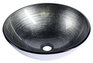 Sapho DAMAR sklenené umývadlo priemer 42 cm, tmavo šedá/strieborná