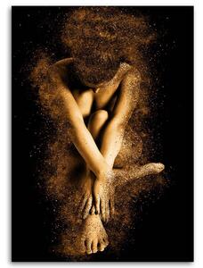 Obraz na plátne Nahé ženské telo v zlatom prachu Rozmery: 40 x 60 cm
