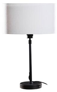 Stolová lampa čierna s oválnym ľanovým tienidlom bielym 35 cm - Parte