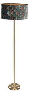 Stojacia lampa mosadz s oválnym zamatovým tienidlom s dizajnom listov 50 cm - Simplo
