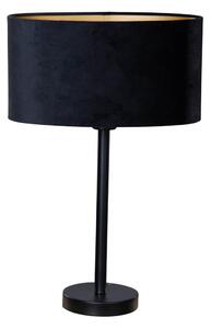 Stolová lampa čierna s oválnym zamatovým tienidlom čiernym 35 cm - Simplo