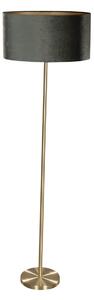 Stojacia lampa mosadz s oválnym zamatovým tienidlom zelená 50 cm - Simplo