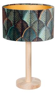 Stolová lampa Drevená s oválnym zamatovým tienidlom Dizajn listu 25 cm - Mels