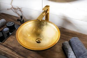 Sapho MURANO BLACK-GOLD sklenené umývadlo na dosku, priemer 40cm, čierna/zlatá