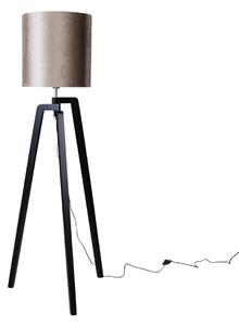 Stojacia lampa čierna s tienidlom z hnedej zamatovej látky 50 cm - Puros