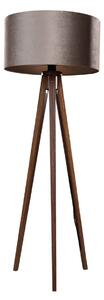 Stojacia lampa na troch nohách z orechového dreva s tienidlom z taupe zamatu 50 cm - Tripod Classic