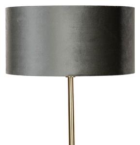 Stojacia lampa mosadz s velúrovým tienidlom zelená 50 cm - Simplo