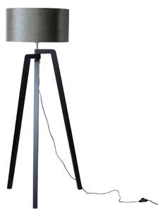 Stojacia lampa čierna s tienidlom zo zeleného zamatu 50 cm - Puros