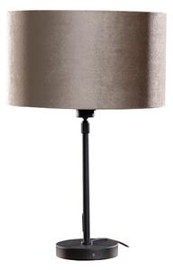 Stolová lampa čierna s taupe zamatovým tienidlom 35 cm - Parte