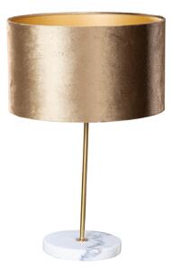 Stolová lampa mosadz s hnedým zamatovým tienidlom 35 cm - Kaso
