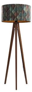 Stojacia lampa z orechového dreva s velúrovým tienidlom s dizajnom listov 50 cm - Tripod Classic