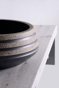Sapho PRIORI keramické umývadlo na dosku, Ø 41 cm, čierna/kameň
