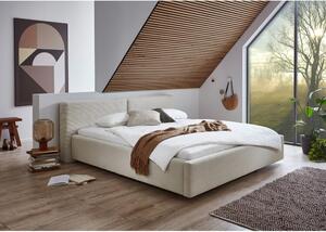 Béžová čalúnená dvojlôžková posteľ s úložným priestorom a roštom 180x200 cm Cube - Meise Möbel