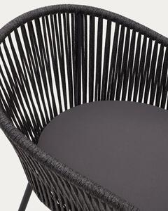 Čierna záhradná stolička s oceľovou konštrukciou Kave Home Yanet