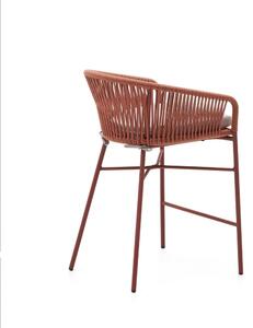 Záhradná barová stolička s výpletom vo farbe terakota Kave Home Yanet, výška 85 cm