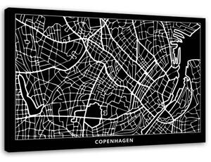 Obraz na plátne Plán mesta Kodaň Rozmery: 60 x 40 cm