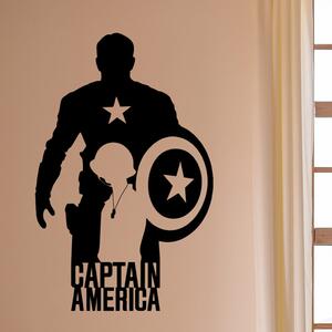 Veselá Stena Samolepka na stenu Kapitán Amerika silueta Farba: černá