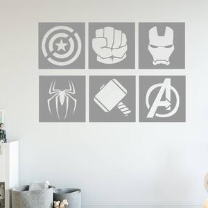 Veselá Stena Samolepka na stenu Znaky Avengers sada Farba: černá