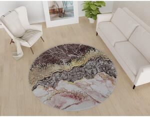 Umývateľný okrúhly koberec v hnedo-zlatej farbe ø 100 cm – Vitaus