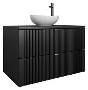 Kúpeľňová skrinka pod umývadlo s umývadlom DAKARI 80, čierna/zlatá